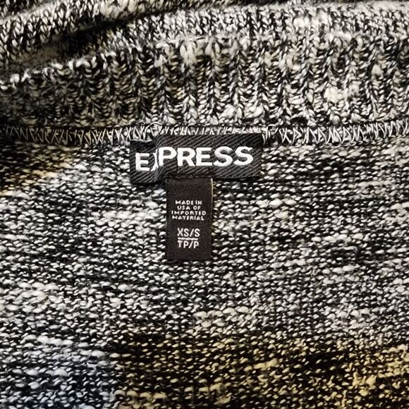 Express Womens Tunic Sweater Size XS/S Oversized Black White Short Dolman Sleeve - Picture 6 of 11